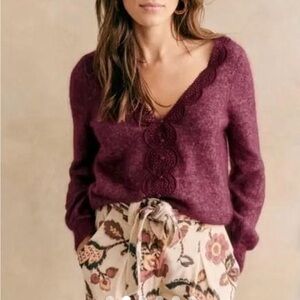 🌟NEW🌟 Sézane Henria Cardigan in Burgundy/Winter Rose